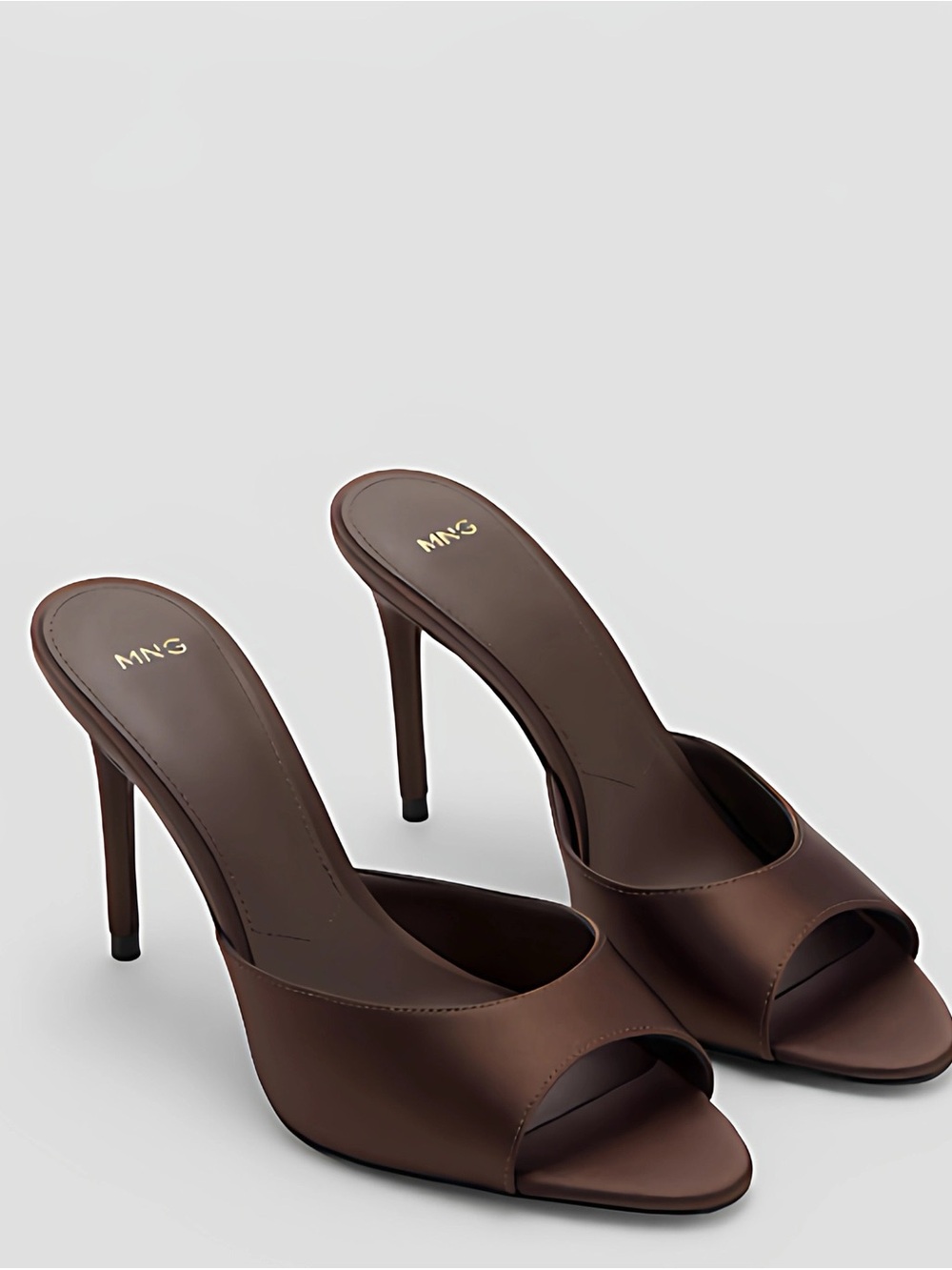 Mango Dark Brown Open-Toe High Heel Mule